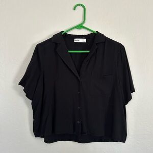 elodie black button down cropped shirt